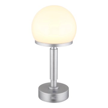 Globo - LED Aptumšojama uzlādējama skārienvadāma galda lampa LED/2,5W/5V 1800mAh 2800K sudraba
