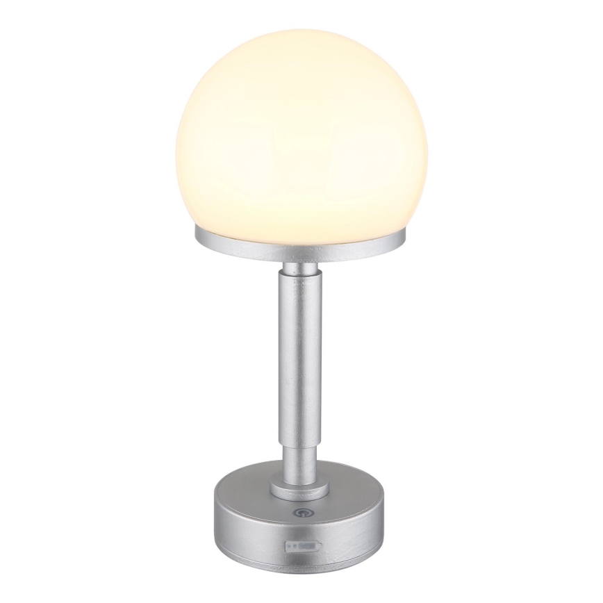 Globo - LED Aptumšojama uzlādējama skārienvadāma galda lampa LED/2,5W/5V 1800mAh 2800K sudraba