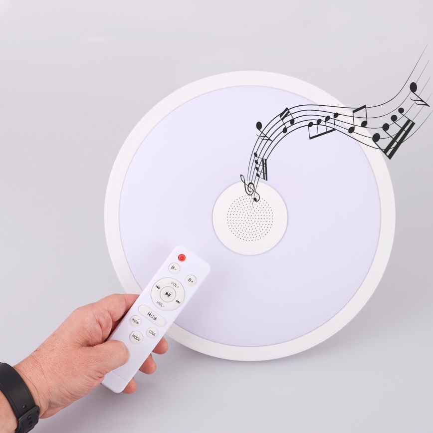 Globo - LED RGBW Aptumšojama vannas istabas lampa ar skaļruni LED/18W/230V 3000-6500K IP44 + tālvadības pults