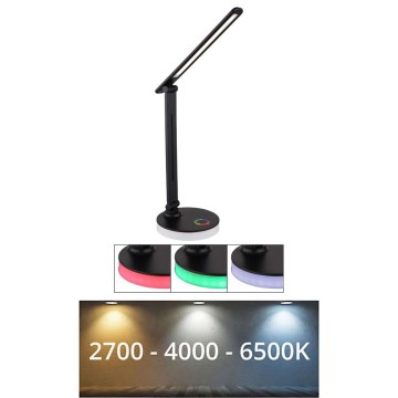Globo - LED RGBW Aptumšojama skārienvadāma galda lampa LED/5W/230V + LED/2W 2700K/4000K/6500K melna