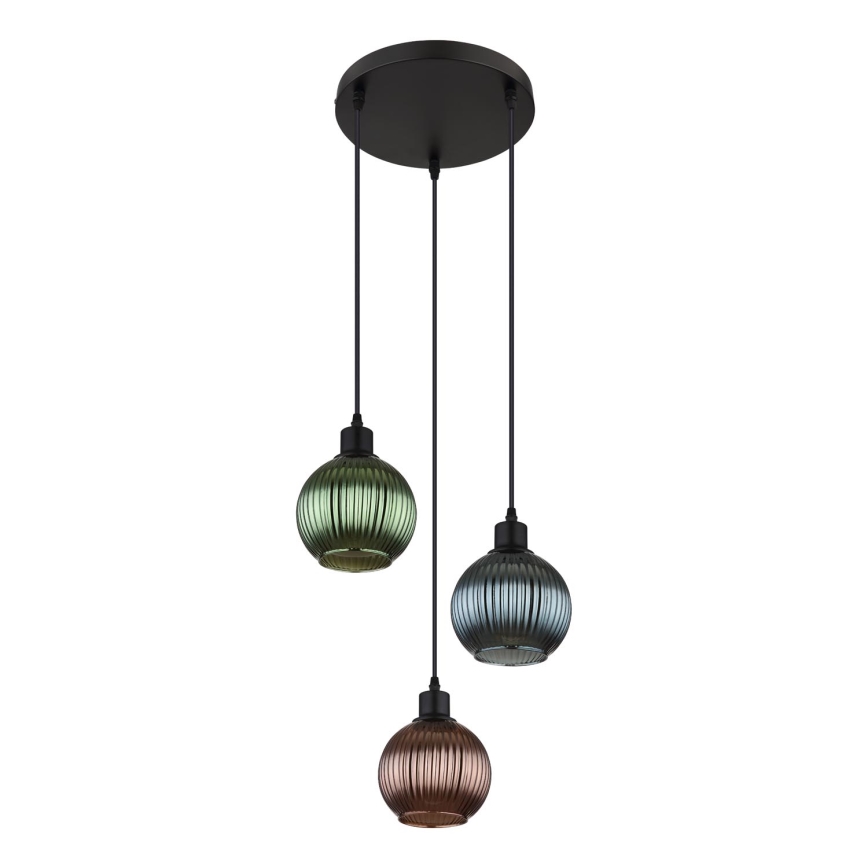 Globo - Lustra ar auklu 3xE27/25W/230V d. 36 cm varš/zaļa/zila