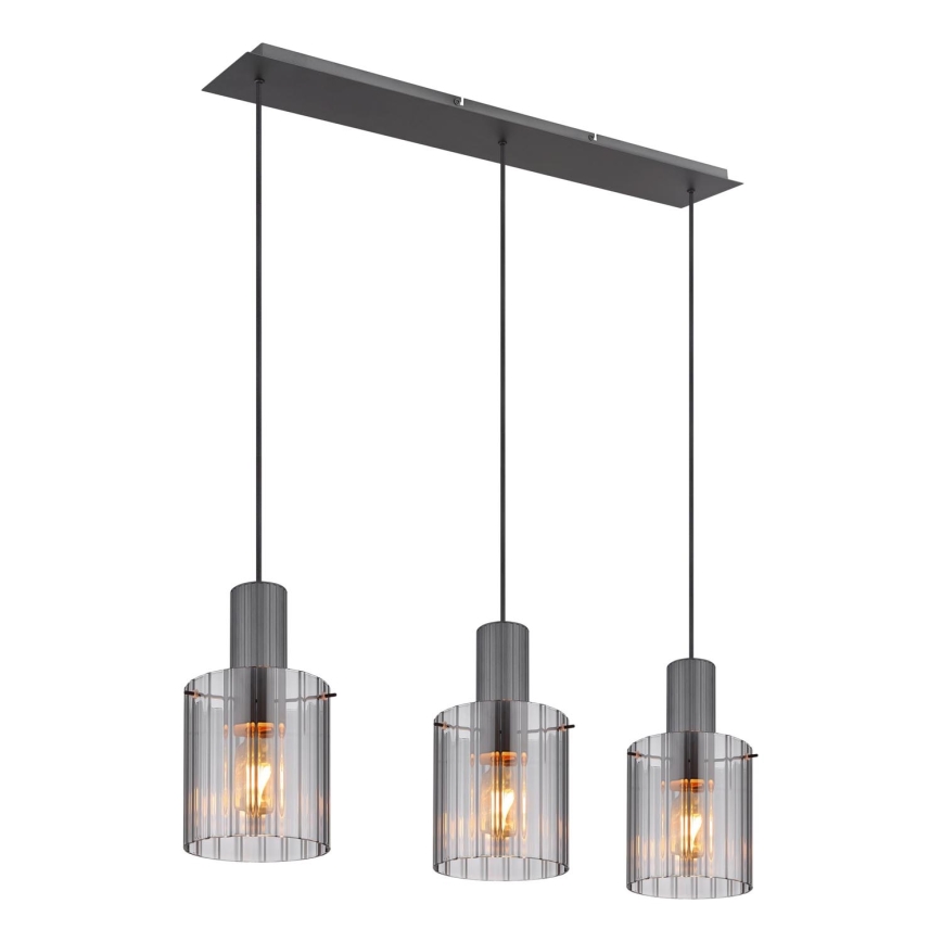 Globo - Lustra ar auklu 3xE27/40W/230V pelēka