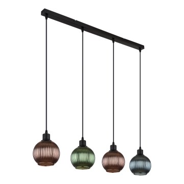 Globo - Lustra ar auklu 4xE27/25W/230V varš/zaļa/zila