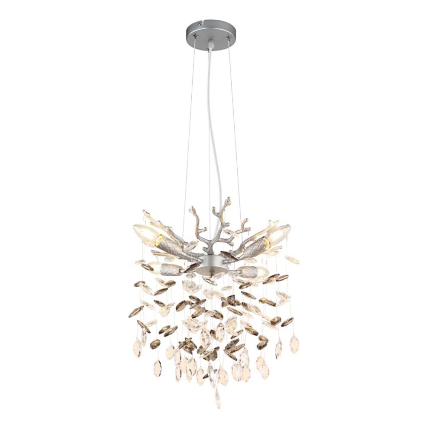 Globo - Pakaramā lustra ar vadu 4xE14/40W/230V, sudraba