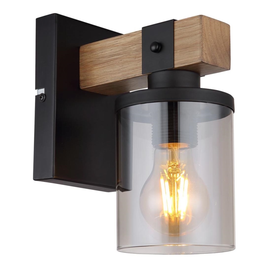 Globo - Sienas lampa 1xE27/60W/230V ozols/dūmakains