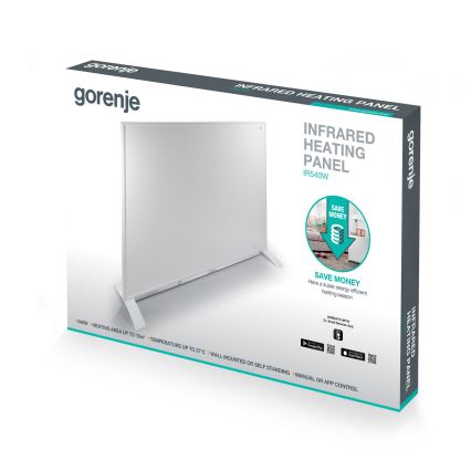 GORENJE IR540W - Viedais elektriskais infrasarkanais panelis 540W ar taimeri un Wi-Fi, melns