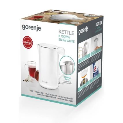 GORENJE K15DWW - Elektriskā tējkanna 1,5 l 2200W/230V balta