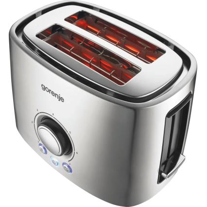 GORENJE T1000E - Divvietīgs maizes grauzdētājs ar papildu uzkarsēšanas funkciju, 1000W/230V, nerūsējošais tērauds