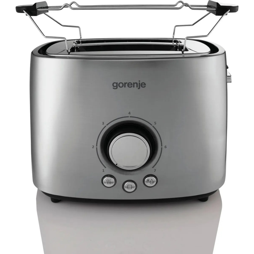 GORENJE T1000E - Divvietīgs maizes grauzdētājs ar papildu uzkarsēšanas funkciju, 1000W/230V, nerūsējošais tērauds