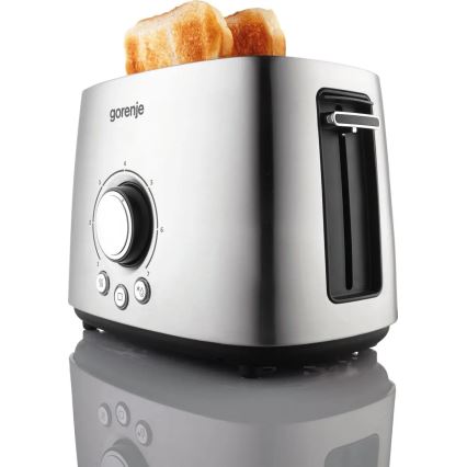 GORENJE T1000E - Divvietīgs maizes grauzdētājs ar papildu uzkarsēšanas funkciju, 1000W/230V, nerūsējošais tērauds