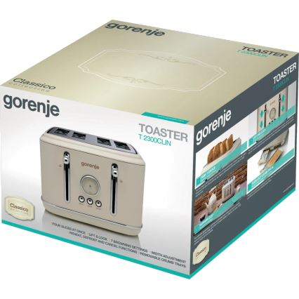 GORENJE T2300CLIN - četru šķēļu tosteris 1150W/230V bēšs