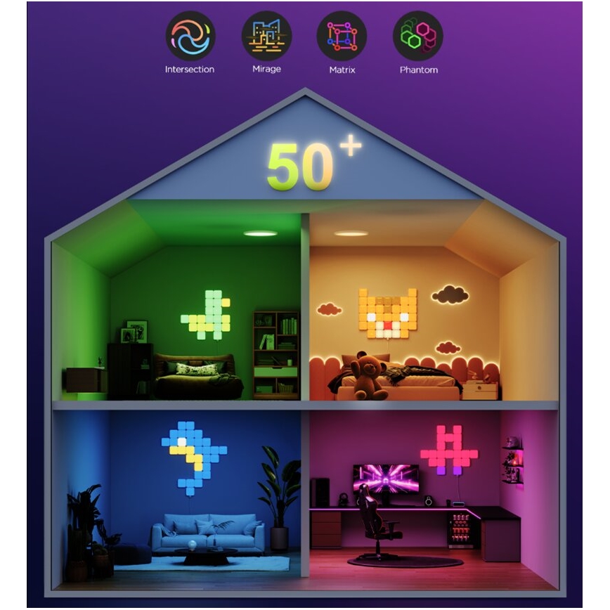Govee - 10x Viedā mini RGBIC panel Wi-Fi