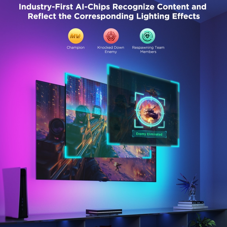 Govee - AI Sync Box 2 Smart TV RGBICW fona apgaismojums 55-65 Wi-Fi