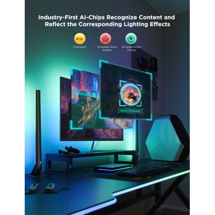 Govee - AI Sync Box Kit 2 viedais datora apgaismojuma komplekts 27-34 + LED paneļi Wi-Fi