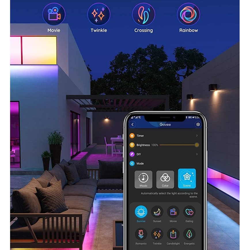 Govee - Āra Pro SMART RGBICWW āra LED josla 10m 2700-6500K Wi-Fi IP65