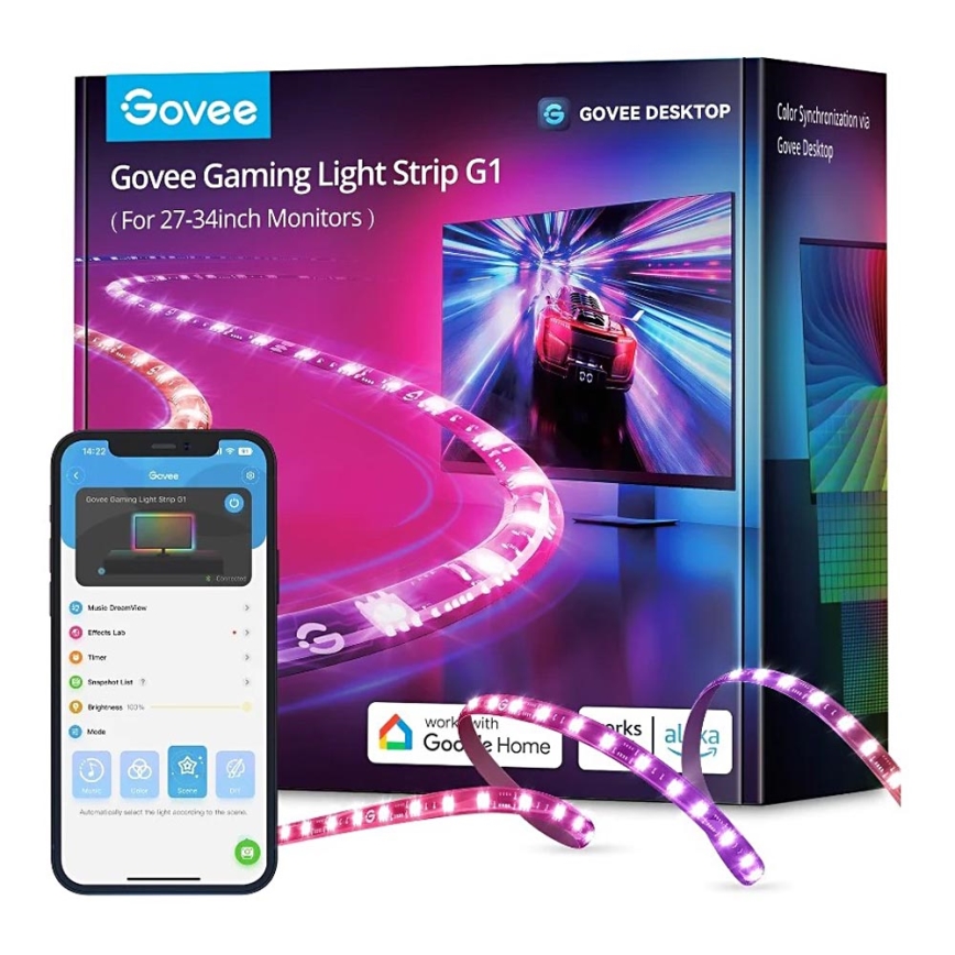 Govee - Dreamview G1 Smart LED RGBIC monitora apgaismojums 27-34" Wi-Fi