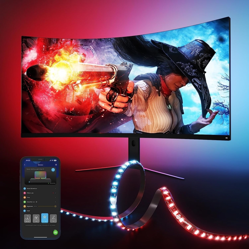 Govee - Dreamview G1 Smart LED RGBIC monitora apgaismojums 27-34" Wi-Fi
