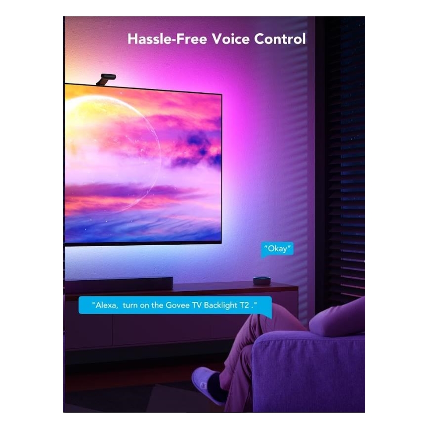 Govee - DreamView T2 DUAL TV 55-65" SMART LED aizmugurējais apgaismojums RGBIC Wi-Fi + tālvadības pults