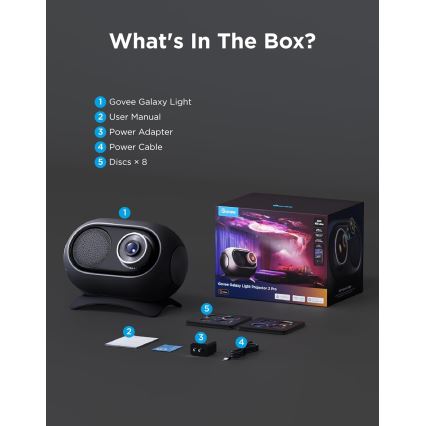 Govee - Galaxy Light Projector 2 Pro Matter ar iebūvētu skaļruni un Wi-Fi