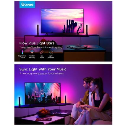Govee - KOMPLEKTS 2x Flow Plus SMART LED TV un Spēļu apgaismojums - RGBICWW Wi-Fi