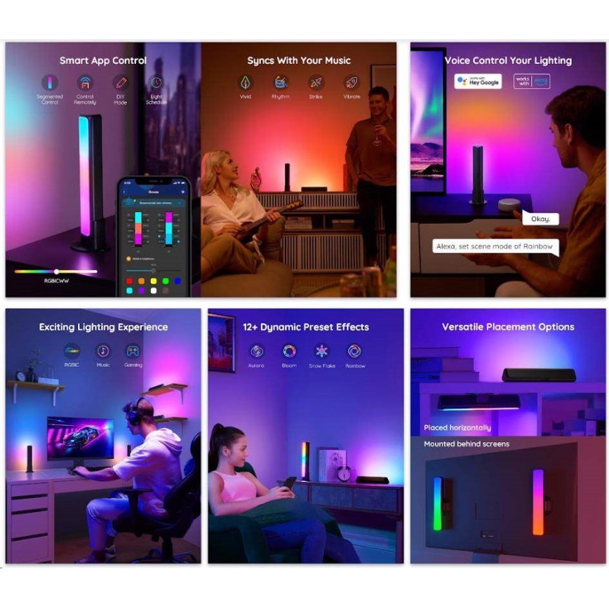 Govee - KOMPLEKTS 2x Flow Plus SMART LED TV un Spēļu apgaismojums - RGBICWW Wi-Fi