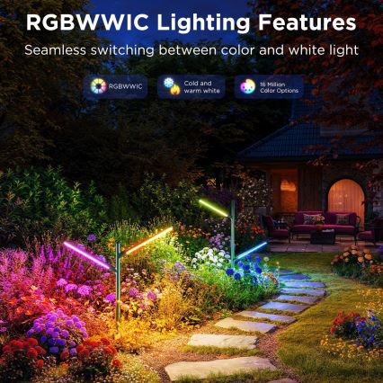 Govee - KOMPLEKTS 2x LED RGBICWW Aptumšojama āra lampa LED/18W/230V IP66 2700-6500K Wi-Fi