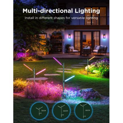 Govee - KOMPLEKTS 2x LED RGBICWW Aptumšojama āra lampa LED/18W/230V IP66 2700-6500K Wi-Fi