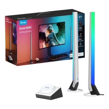 Govee - komplekts 2x Smart Gaming Wi-Fi LED RGBIC paneļi + Smart Dual balta + tālvadības pults