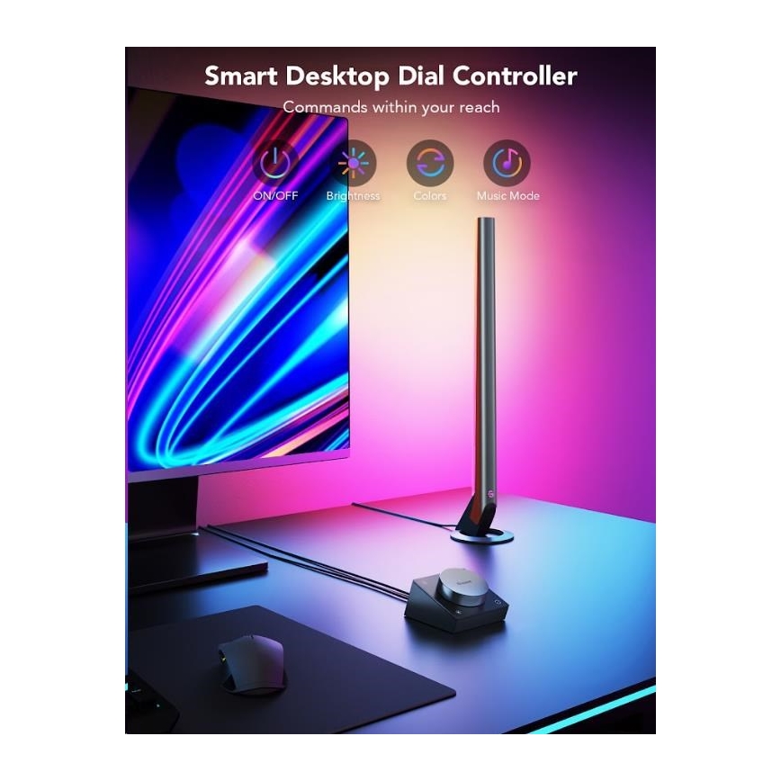 Govee - Komplekts 2x Smart Gaming Wi‑Fi LED RGBIC paneļi + Smart Dual melns + tālvadības pults