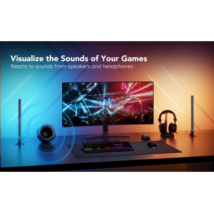 Govee - Komplekts 2x Smart Gaming Wi‑Fi LED RGBIC paneļi + Smart Dual melns + tālvadības pults