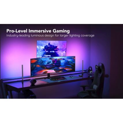 Govee - Komplekts 2x Smart Gaming Wi‑Fi LED RGBIC paneļi + Smart Dual melns + tālvadības pults