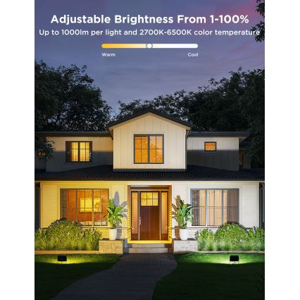 Govee - Komplekts 4x RGBICWW aptumšojami LED prožektori/24W/230V IP66 matēti Wi-Fi