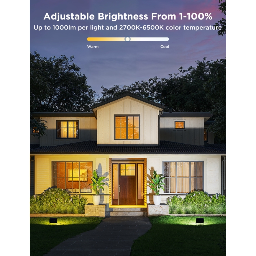 Govee - Komplekts 4x RGBICWW aptumšojami LED prožektori/24W/230V IP66 matēti Wi-Fi