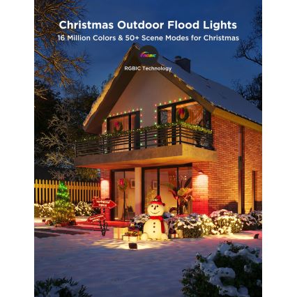 Govee - Komplekts 4x RGBICWW aptumšojami LED prožektori/24W/230V IP66 matēti Wi-Fi