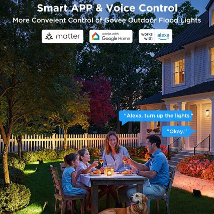 Govee - Komplekts 4x RGBICWW aptumšojami LED prožektori/24W/230V IP66 matēti Wi-Fi