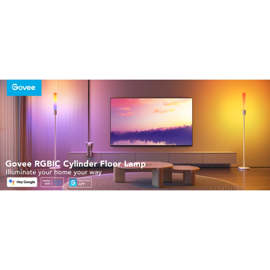 Govee - LED Aptumšojama grīdas stāvlampa CYLINDER SMART RGBICWW 2200-6500K