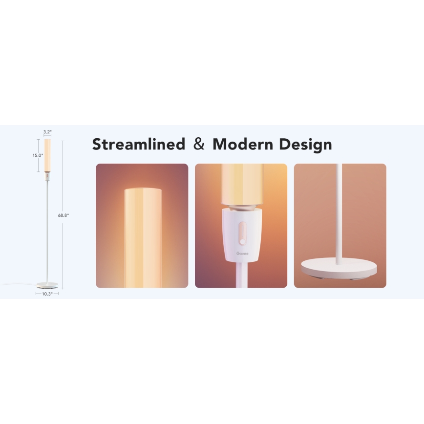 Govee - LED Aptumšojama grīdas stāvlampa CYLINDER SMART RGBICWW 2200-6500K