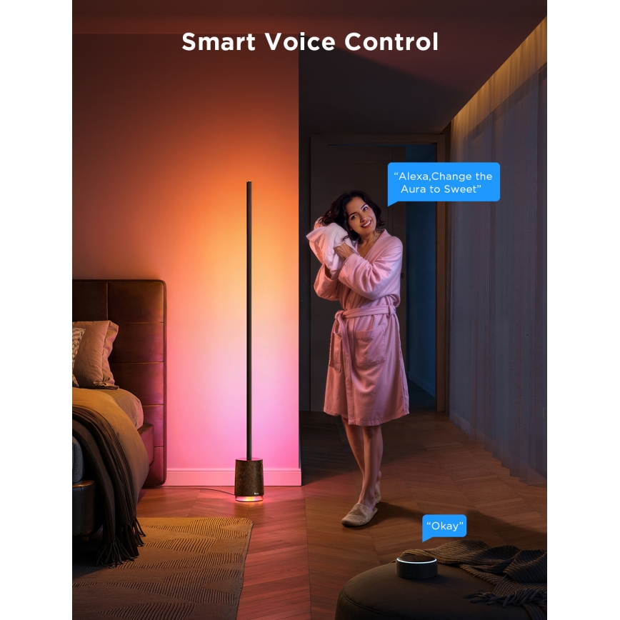Govee - LED Aptumšojama grīdas stāvlampa ar skaļruni Pro RGBICWW 2200-6500K Wi-Fi + tālvadības pults