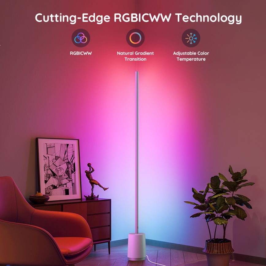 Govee - LED Aptumšojama grīdas stāvlampa Lyra Smart RGBICWW 2200-6500K Wi-Fi + tālvadības pults