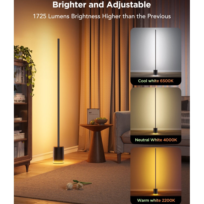 Govee - LED Aptumšojama grīdas stāvlampa Smart MATTER LED RGBICWW 2200-6500K Wi-Fi + tālvadības pults