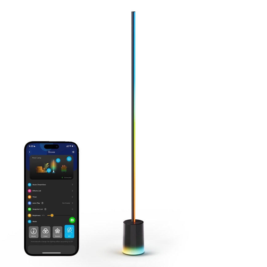 Govee - LED Aptumšojama grīdas stāvlampa Smart MATTER LED RGBICWW 2200-6500K Wi-Fi + tālvadības pults