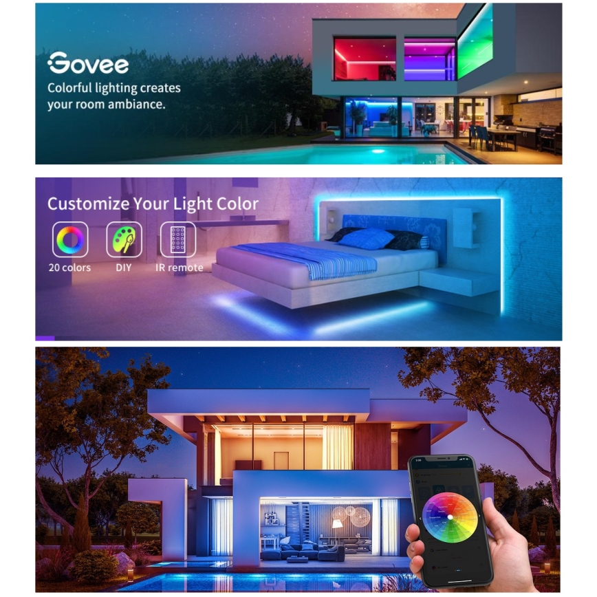 Govee - LED RGB regulējamā lente SMART LED/36W/24V 10m Wi-Fi