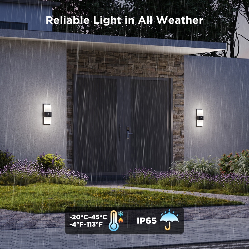 Govee - LED RGBIC Aptumšojama Āra sienas lampa ar sensoru LED/230V IP65 2700-6500K Wi-Fi
