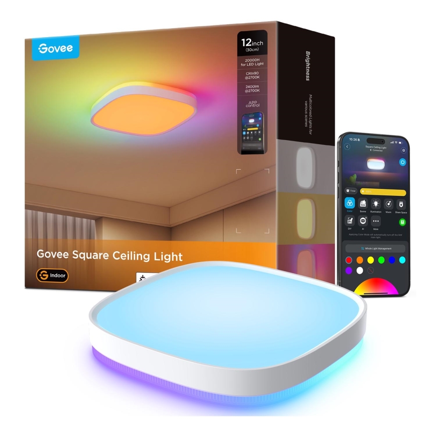 Govee - LED RGBIC Aptumšojama griestu lampa LED/24W/230V 2700-6500K Wi-Fi