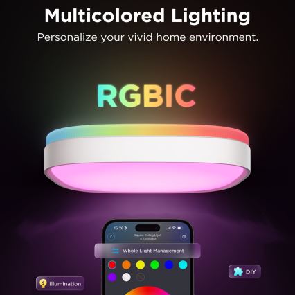 Govee - LED RGBIC Aptumšojama griestu lampa LED/24W/230V 2700-6500K Wi-Fi