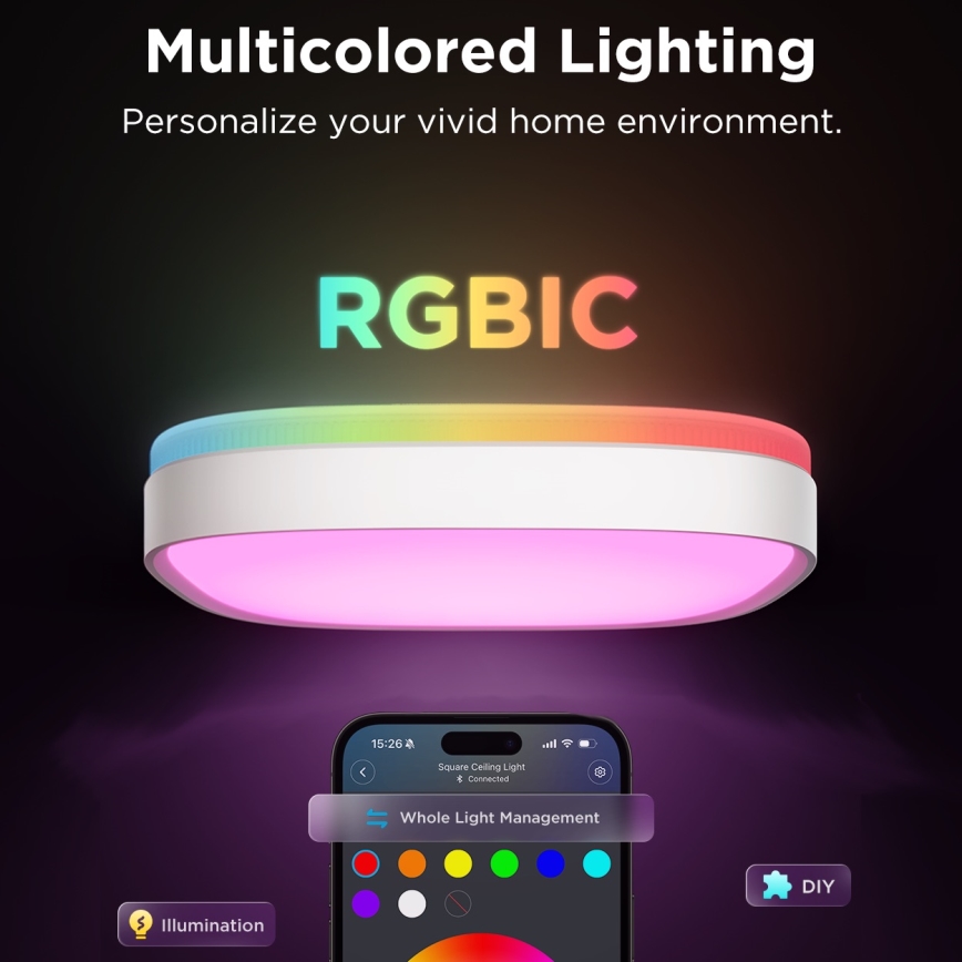 Govee - LED RGBIC Aptumšojama griestu lampa LED/24W/230V 2700-6500K Wi-Fi