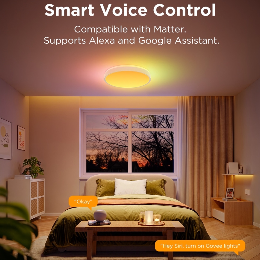 Govee - LED RGBIC Aptumšojama griestu lampa LED/49W/230V 2700-6500K Wi-Fi