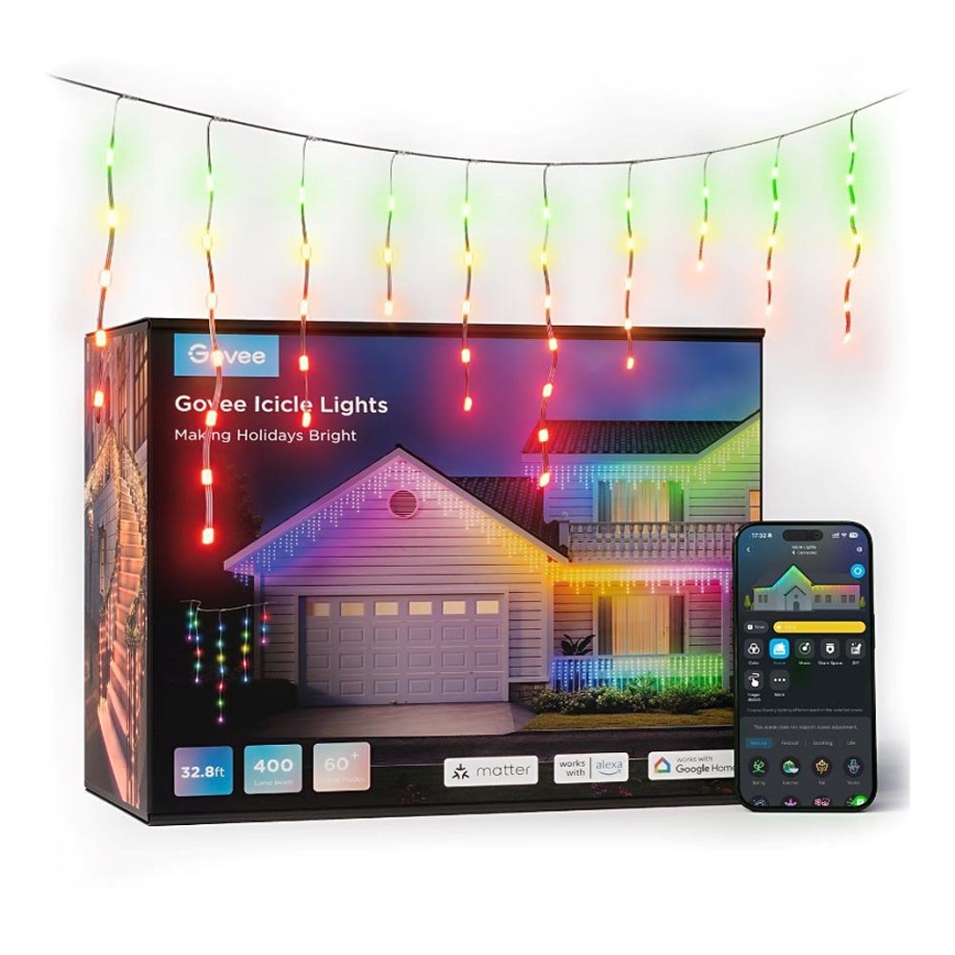 Govee - LED RGBIC Āra virtene Viedā leduspuķes 10m Wi-Fi Matter IP65