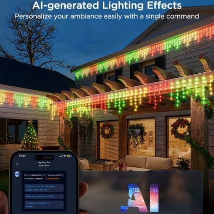Govee - LED RGBIC Āra virtene Viedā leduspuķes 10m Wi-Fi Matter IP65