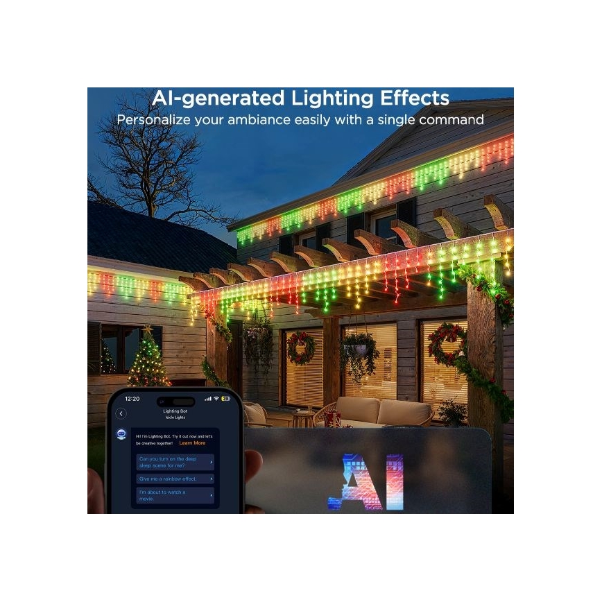 Govee - LED RGBIC Āra virtene Viedā leduspuķes 10m Wi-Fi Matter IP65